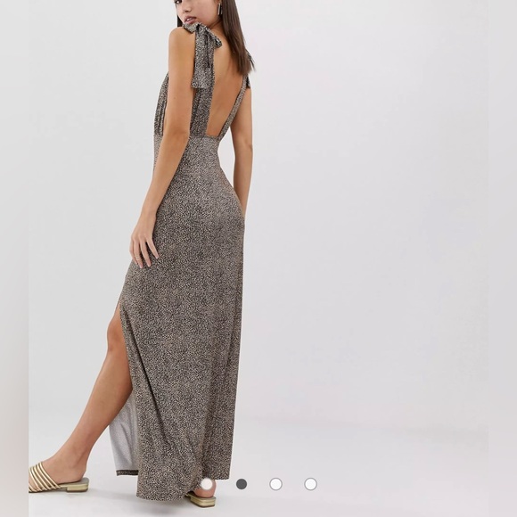 ASOS tie strap plunge maxi dress in leopard print Size 4 NWT - Picture 2 of 6